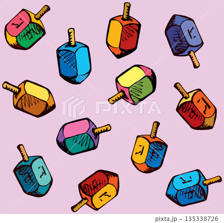 Jewish holiday symbol. Dreidel. Sketch Jewish holiday symbol. Dreidel. Sketch 135338726