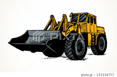 Tractor with bucket. Vector drawing 135338757