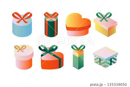 Present Gift Box Isometric Objects 135339050