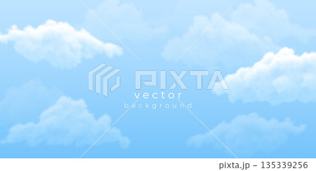 Blue sky background with white fluffy clouds and a blank space for text in the center. Blue sky background with white fluffy clouds and a blank space for text in the center. 135339256