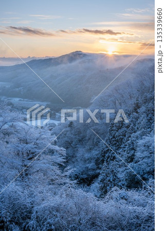 霧氷をまとった雪山の朝 霧氷をまとった雪山の朝 135339660