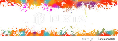 Frame of colored blots. Hand drawn. Not AI, vector illustration. 135339806