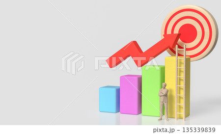 Business Growth Strategy Concept with Target, Ladder, and Rising Chart 3d render. Business Growth Strategy Concept with Target, Ladder, and Rising Chart 3d render. 135339839