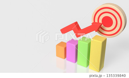 Business Growth Target Achievement Concept with Rising Chart and Arrow 3d render. 135339840