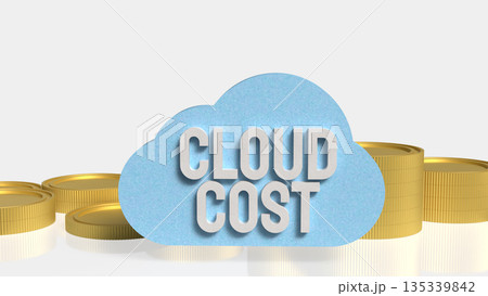 Cloud Cost Optimization Concept with Coins and Cloud Computing Icon 3d render. 135339842