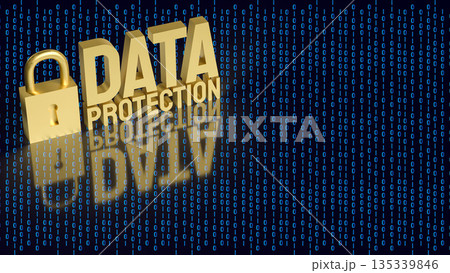 Golden Data Protection Padlock for Digital Cybersecurity Concept 3d render. 135339846