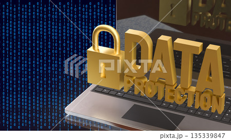 Laptop Data Protection and Digital Cybersecurity Privacy Concept 3d render. 135339847