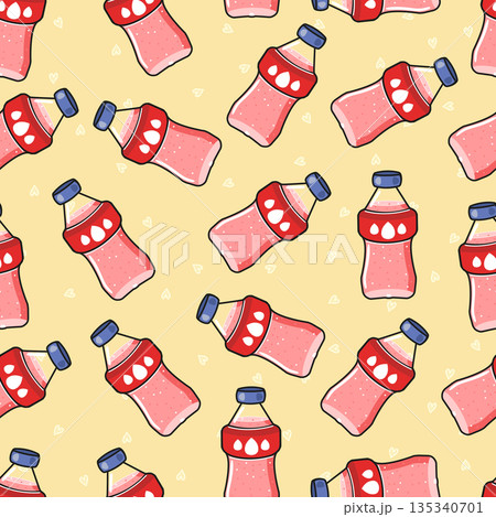 Strawberry drink bottles seamless pattern Strawberry drink bottles seamless pattern 135340701