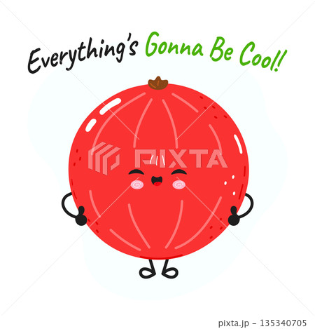Cute red currant cartoon character with...のイラスト素材 [135340705] - PIXTA