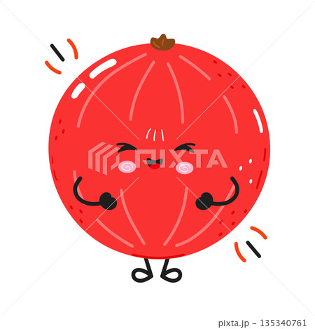 Cute red currant mascot laughing and smiling 135340761