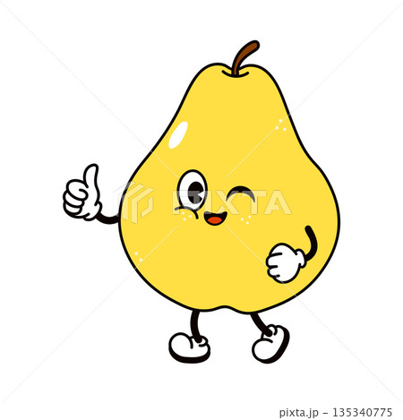 Yellow pear mascot giving thumbs up and winking 135340775