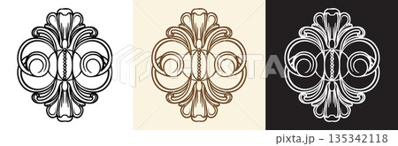 Set damask hand drawn design element vector illustrations 135342118