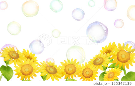 ひまわりとシャボン玉 135342139