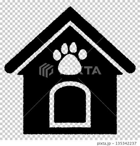 かわいい犬小屋のイラスト モノクロ 135342237