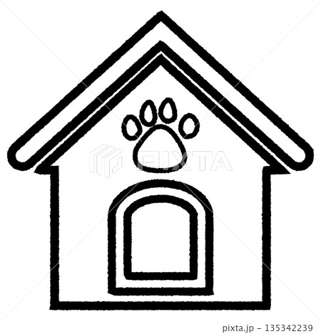かわいい犬小屋のイラスト 線画 135342239
