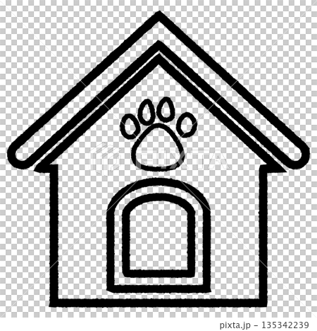 かわいい犬小屋のイラスト 線画 135342239