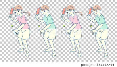 Illustration set of men and women enjoying pickleball 135342244