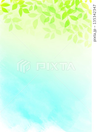 水彩画の抽象的な背景黄緑と新緑 水彩画の抽象的な背景黄緑と新緑 135342347