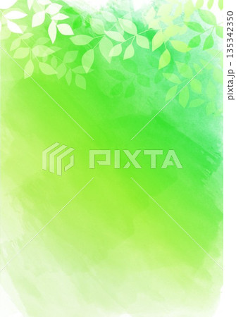 水彩画の抽象的な背景黄緑と新緑 135342350