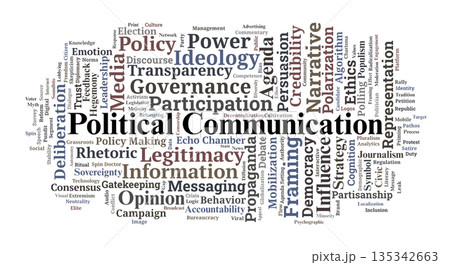 Political Communication Word Cloud. Key Terms on Power, Policy, and Public Discourse Political Communication Word Cloud. Key Terms on Power, Policy, and Public Discourse 135342663