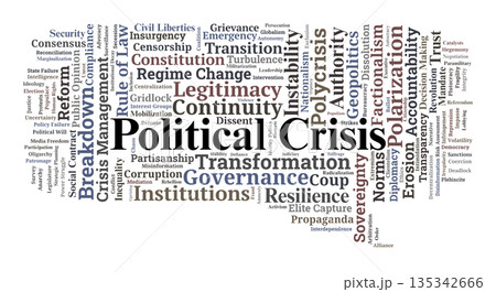 Political Crisis Word Cloud. Key Terms on Institutional Instability and Regime Continuity 135342666