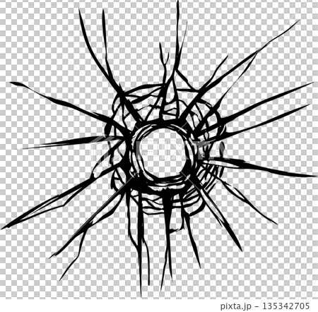 Realistic illustrations of bullet holes, cracks, and cracks Realistic illustrations of bullet holes, cracks, and cracks 135342705