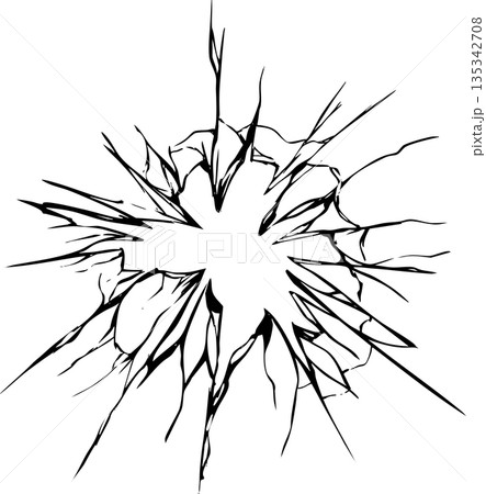 リアルなれたガラス・ひび割れ・クラック・透過の装飾イラスト素材 135342708