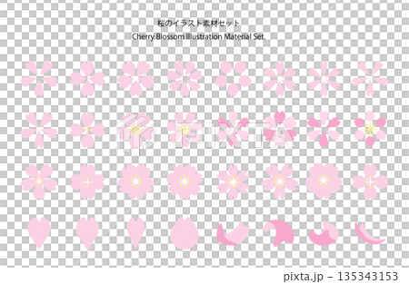 桜のイラスト素材セット 135343153