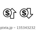 ドルの上昇と下降アイコン 135343232