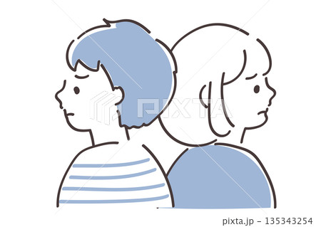すれ違う若い男女 シンプルでスタイリッシュなイラスト すれ違う若い男女 シンプルでスタイリッシュなイラスト 135343254