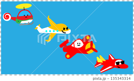 Illustration of a cute flying vehicle character Illustration of a cute flying vehicle character 135343314