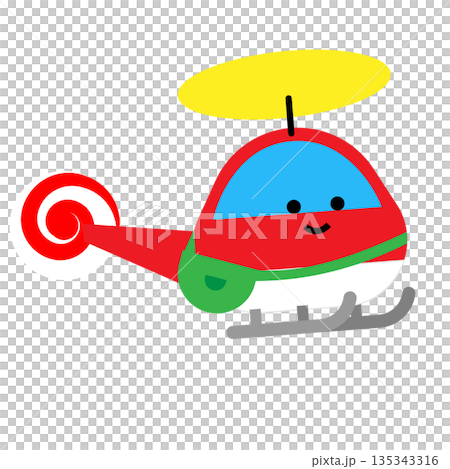 可愛的直升機角色插畫,在空中飛行 可愛的直升機角色插畫,在空中飛行 135343316