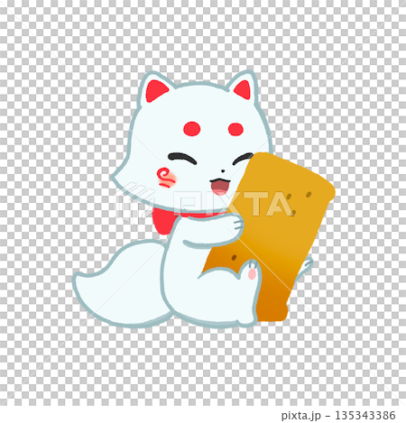 White fox embracing inari sushi 135343386