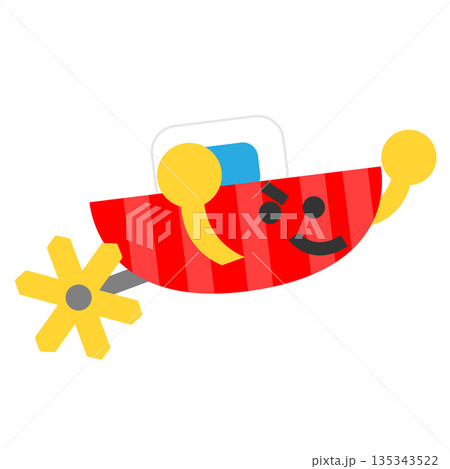 手をあげて走る かわいい車のおもちゃのイラスト 135343522