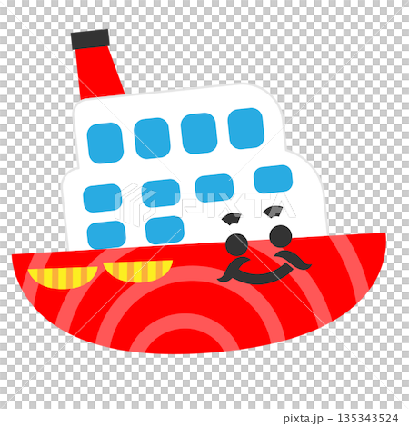 一艘可愛的微笑遊輪的插圖 135343524