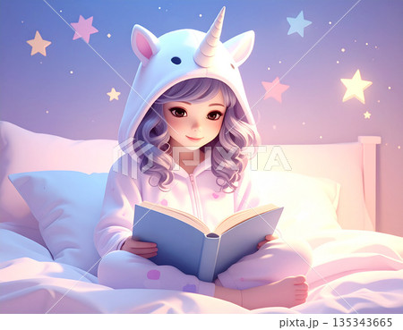 本を読む女の子 本を読む女の子 135343665