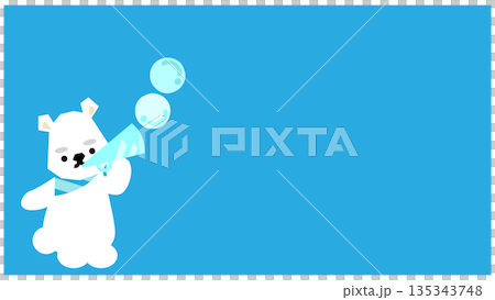 北極熊吹泡泡的插畫背景 135343748