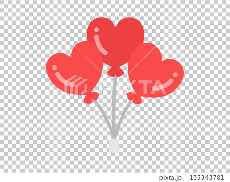 Illustration of three heart-shaped balloon icons 135343781
