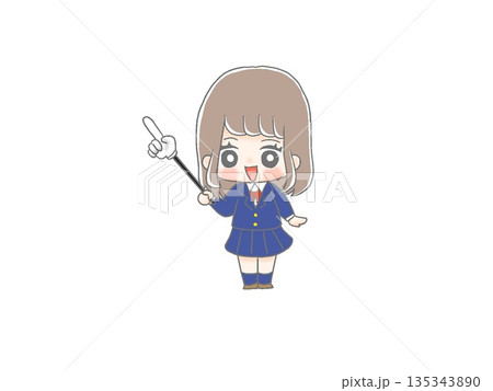 指し棒を持つ女子学生 指し棒を持つ女子学生 135343890