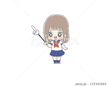 指し棒を持つ女子学生 指し棒を持つ女子学生 135343893