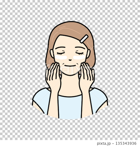 目元にアイクリームを塗りエイジングケアをするシニア女性 目元にアイクリームを塗りエイジングケアをするシニア女性 135343936