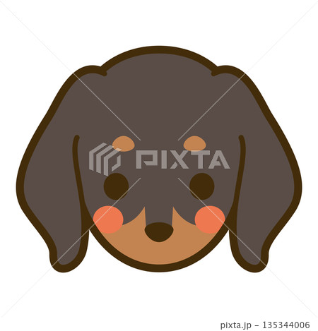 ブラックタンのミニチュアダックスフンドの顔アイコン ブラックタンのミニチュアダックスフンドの顔アイコン 135344006