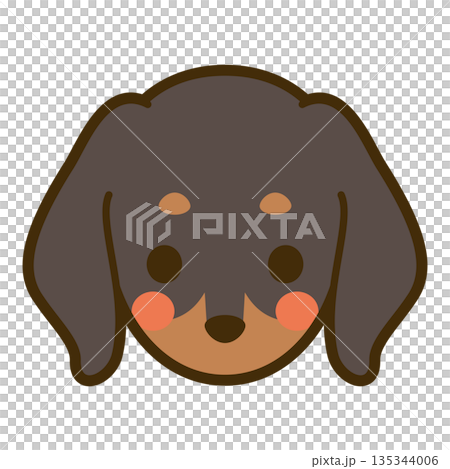 ブラックタンのミニチュアダックスフンドの顔アイコン ブラックタンのミニチュアダックスフンドの顔アイコン 135344006