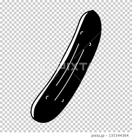 シンプルなきゅうりのイラスト・白黒 135344364