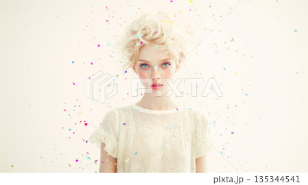 白いドレスのアルビノ女性 135344541