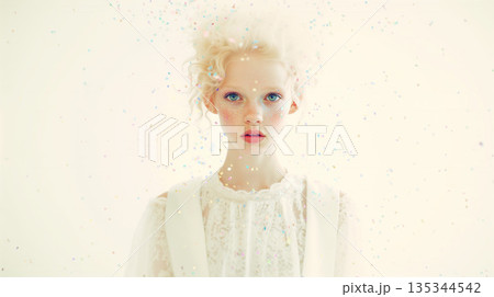 白いドレスのアルビノ女性 135344542