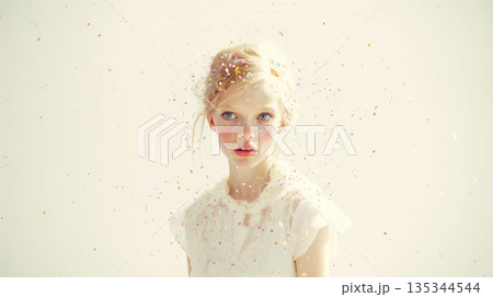 白いドレスのアルビノ女性 135344544