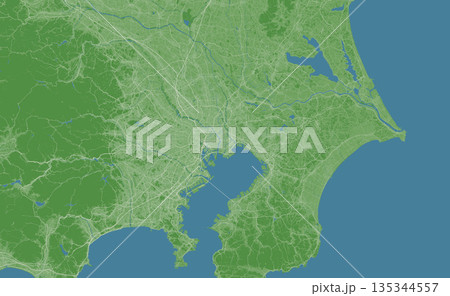 日本の首都圏の衛星写真風イラスト 135344557