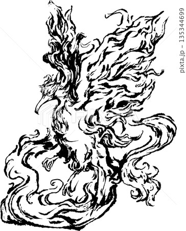 朱雀の墨絵イラスト 135344699