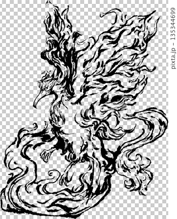 朱雀の墨絵イラスト 135344699